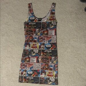 Wet Seal Multicolor Comic Print Dress